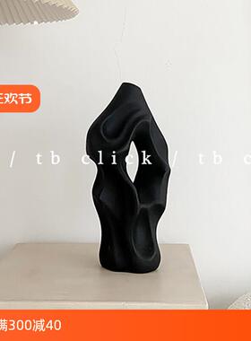 click小众抽象艺术陶瓷摆件中古雕塑花瓶装饰花器 山形ins博主款