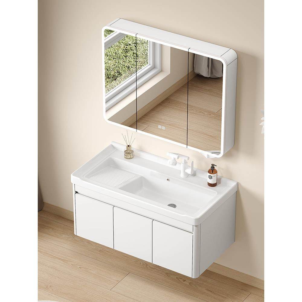 蜂窝铝浴室柜组合卫生间洗衣盆陶瓷一体盆带搓衣板洗手池洗脸盆柜,家装主材,浴室柜组合,淘宝优惠券,粉丝福利购,淘宝优惠卷