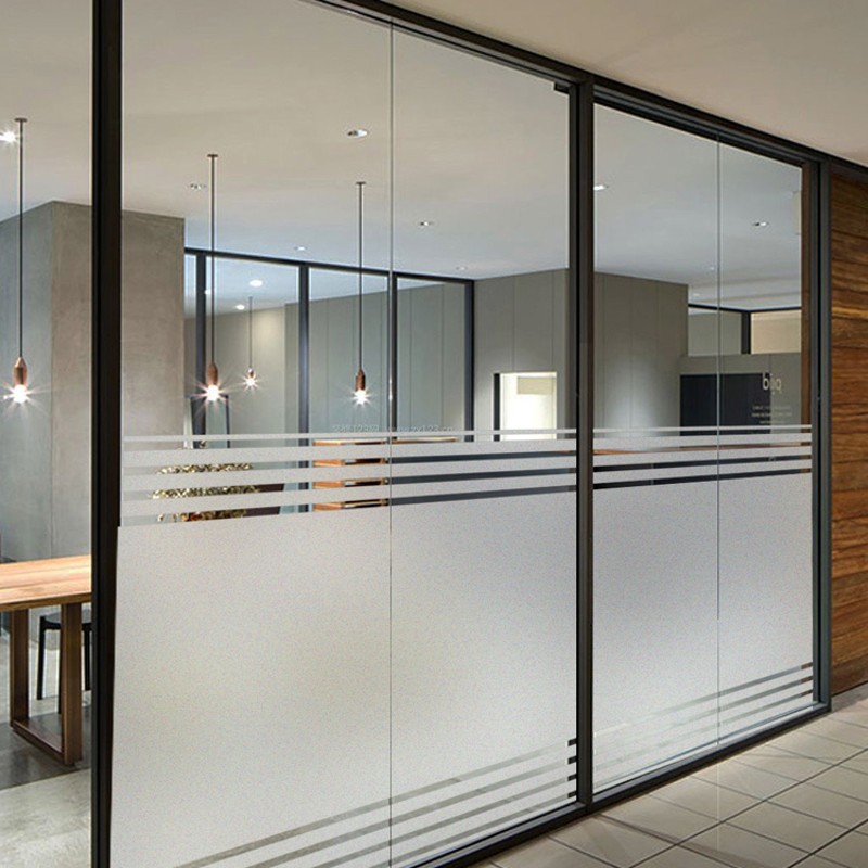 双向条纹磨砂贴纸带胶自粘不透明透光办公室隔断玻璃贴膜防窥装饰