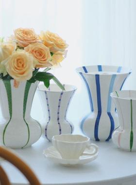 菜菜的陶瓷杂货 平替版kah* 手绘花瓶带藕片插板