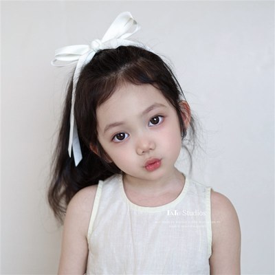 公主风少女感蝴蝶结丝带发夹后脑勺碎发鸭嘴夹甜美侧边飘带发卡