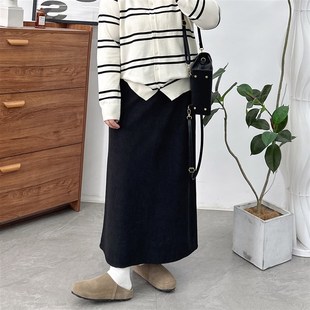 大码高级感气质灯芯绒a字半身裙秋冬季胖mm梨型身材遮胯显瘦裙子