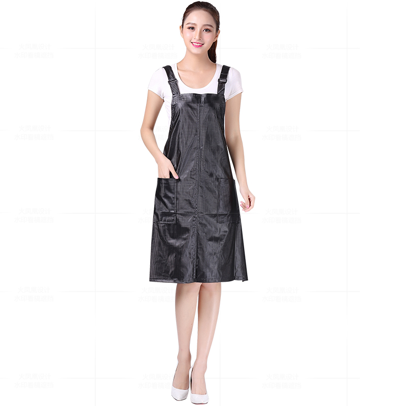 新款美发小工服染发工作服发廊理发助理技师焗油中工防水围裙皮质