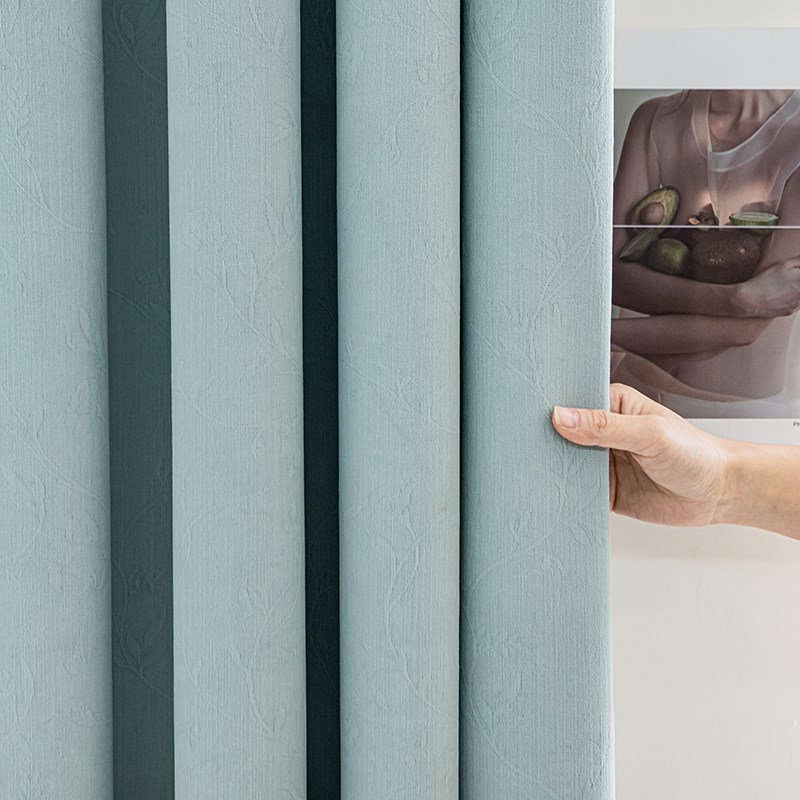 月珑纱2024新款雪尼尔窗帘蓝法式轻奢男孩女孩房儿童遮光卧室布帘