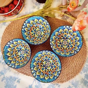 曼切斯特系列釉下彩陶瓷餐具盘子菜盘汤碗筷子汤勺米饭碗组合套装