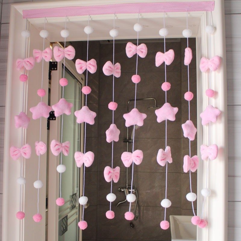 粉星球平型免打孔卧室门帘儿童房女挂帘墙面装饰帘高颜值窗户帘,居家布艺,珠帘/挂帘,淘宝优惠券,粉丝福利购,淘宝优惠卷