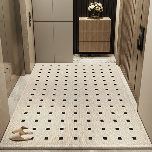 入户地垫门口地垫2024新款进门玄关脚垫格子地毯家用可擦免洗地垫