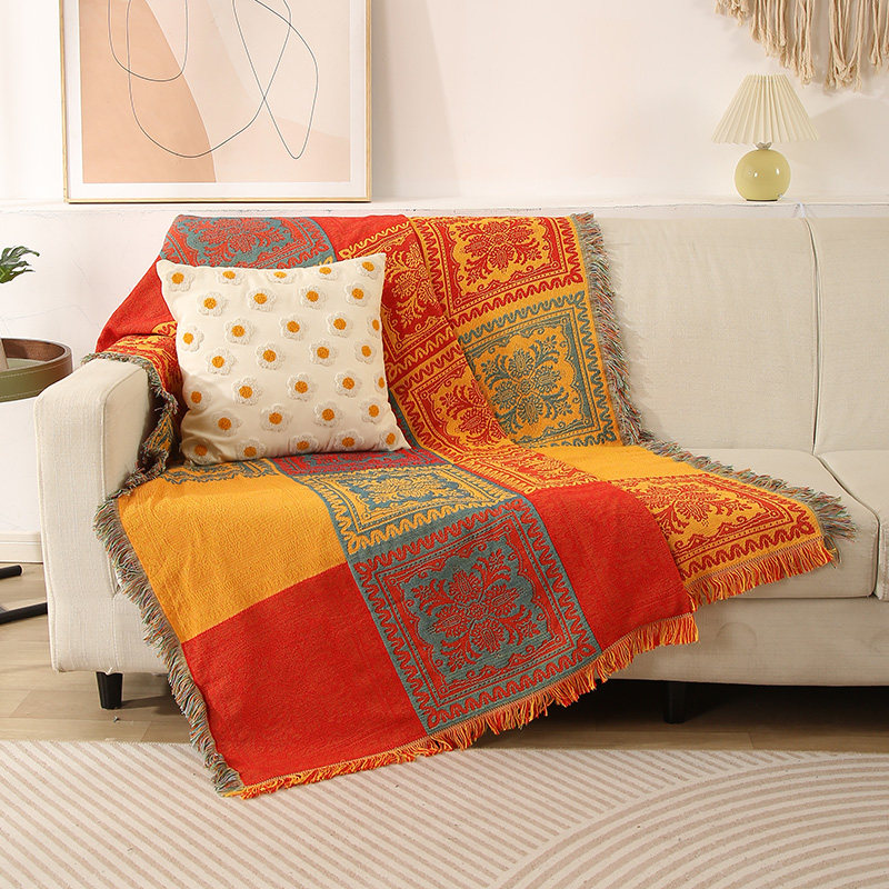 新中式单人沙发套沙发巾沙发毯盖布防尘布酒店民宿装饰毯露营毯