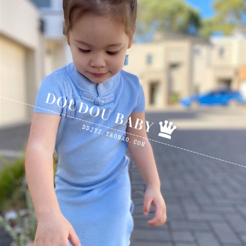 女童秋冬针织旗袍裙中国风小女孩复古连衣裙薄款儿童走秀周岁礼服