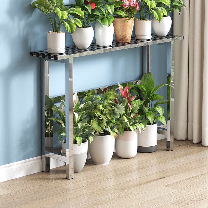 不锈钢分体花架加高置物架组合阳台多肉单层加宽户外植物花盆架