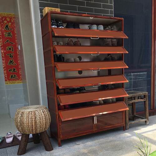 铝合金超薄轻奢鞋柜阳台室外走廊门口防水防潮加厚多层钢化简易柜
