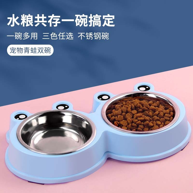 猫碗狗碗猫咪食盆不锈钢宠物双碗防打翻饮水饭盆猫盆狗盆宠物用品