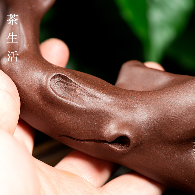 茶宠摆件精品紫砂枯木树枝雕塑一枝独秀搁架茶盘装饰小物茶友礼物