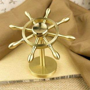 一帆风顺全纯黄铜船舵摆件掌舵解压船舵手方向舵盘领航舵开业礼品