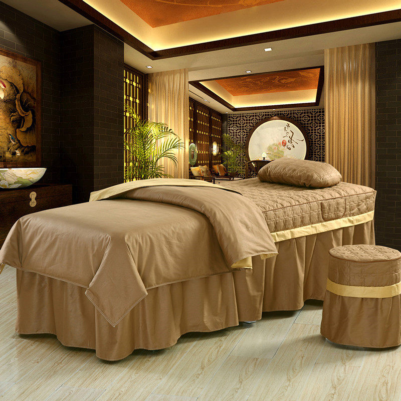 包邮全棉纯棉美容院床罩四件套美体美容按摩SPA专用床品定做LOGO