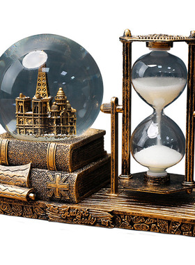 创意摆件复古梦幻水晶球沙漏计时器酒柜客厅装饰品送男女生日礼物
