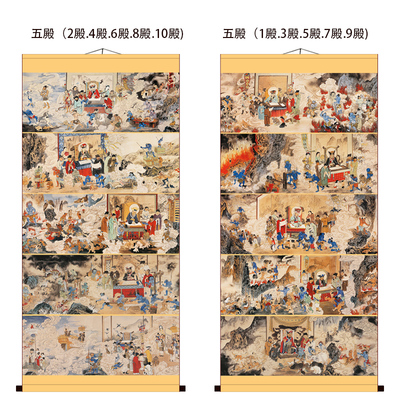 十殿阎罗王道场画像挂画十王画像东南狱地府画丝绸卷轴佛像包邮