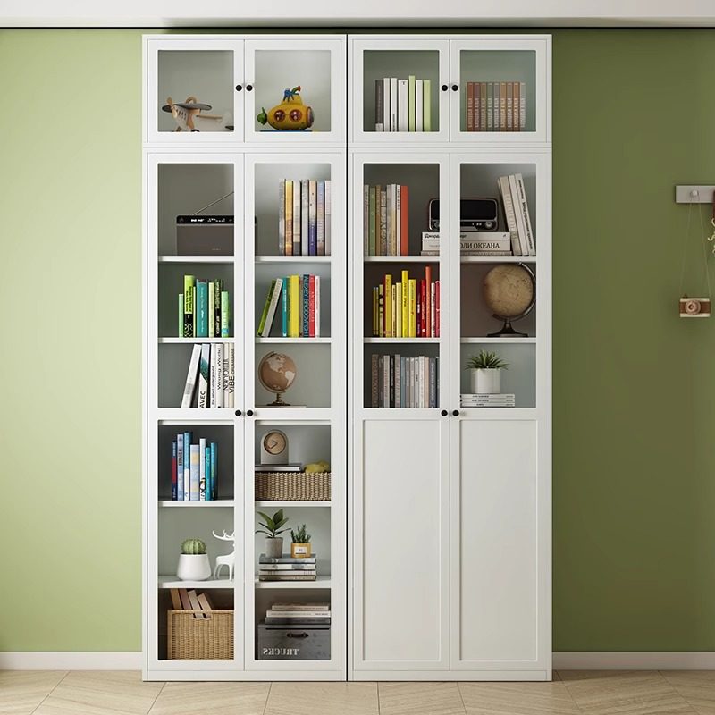 钢制书柜家用儿童书架置物柜带玻璃门客厅落地防尘靠墙网红铁艺柜,住宅家具,单个书柜,淘宝优惠券,粉丝福利购,淘宝优惠卷