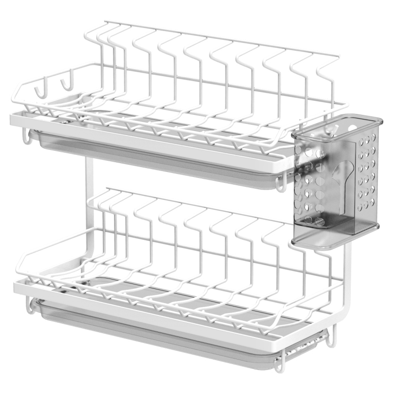 厨房碗碟沥水收纳架子晾放碗盘碗筷置物架窄边双层小型台面式小号