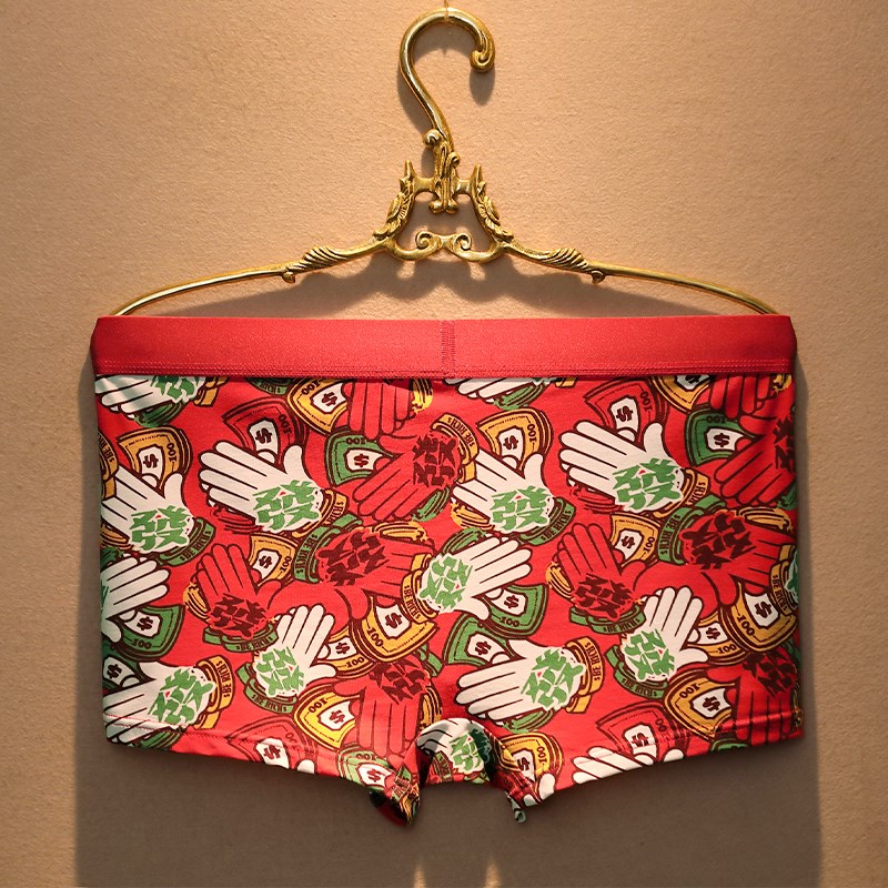 本命年男士内裤红色2025年蛇年新款纯棉四角短裤头男款大码平角裤