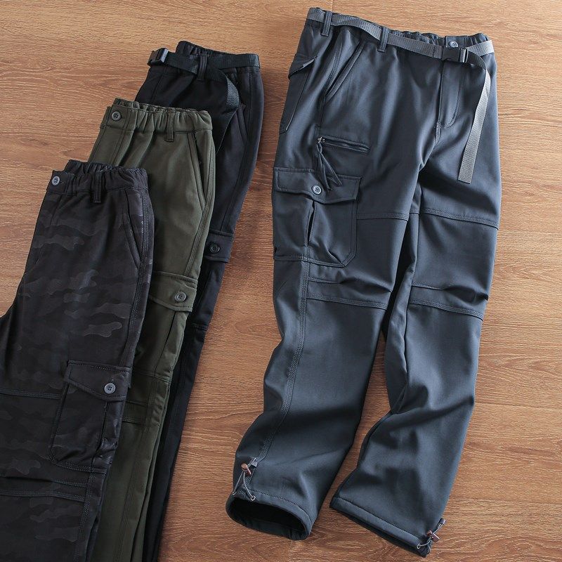 加绒户外牛裤 冬季男士加厚防风保暖多口袋直筒工装裤 男休闲长裤,男装,休闲裤,淘宝优惠券,粉丝福利购,淘宝优惠卷