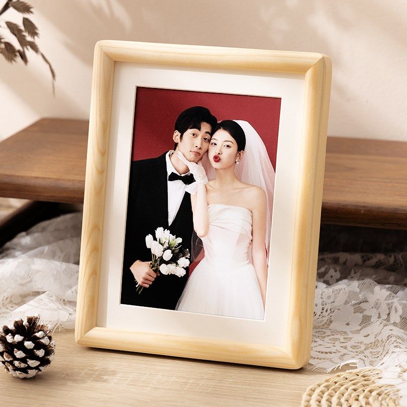 圆角实木相框摆台高级感5 6 7八寸A3a4全家福diy定制画框空框挂墙
