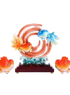 年年有余摆件新中式客厅电视柜玄关办公室锦鲤鱼搬家乔迁礼物招财