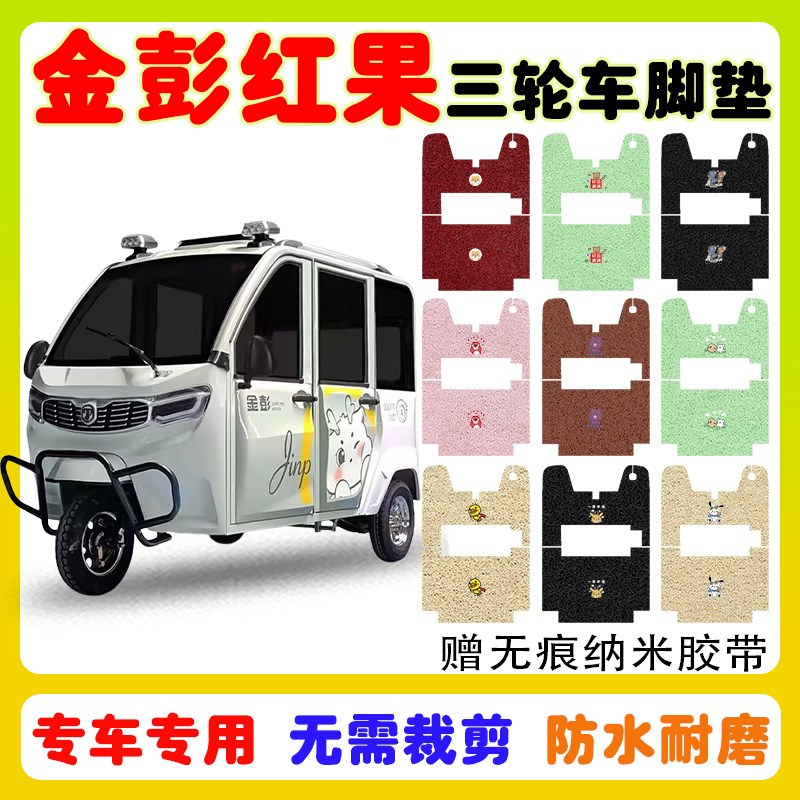 金彭红果电动三轮车脚垫防水防滑耐磨耐脏丝圈脚踩踏板垫卡通定制