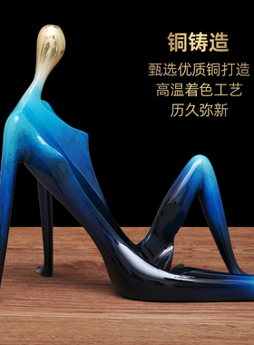 彩铜美女酒架摆件家居客厅玄关收藏红酒架装饰品创意摆设乔迁礼品