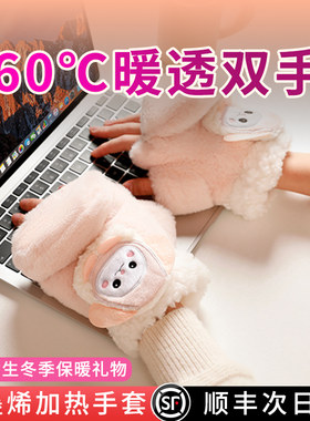 加热手套暖宝宝女生冬季保暖骑行电动车可充电式智能发热暖手神器