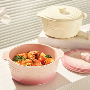 奶油风双耳汤碗带盖家用2024新款高级感大碗泡面碗螺蛳粉专用汤盆