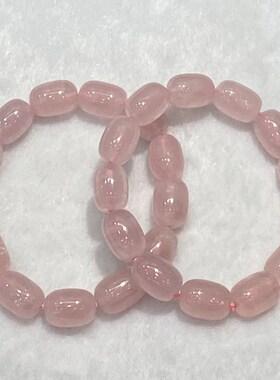 天然粉晶桶珠手链女款单圈时尚小清新简约水晶鼓珠手串饰品百搭