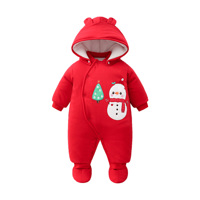 新生女婴儿连体衣服秋冬套装季外出抱衣加厚连脚拜年冬装男宝宝