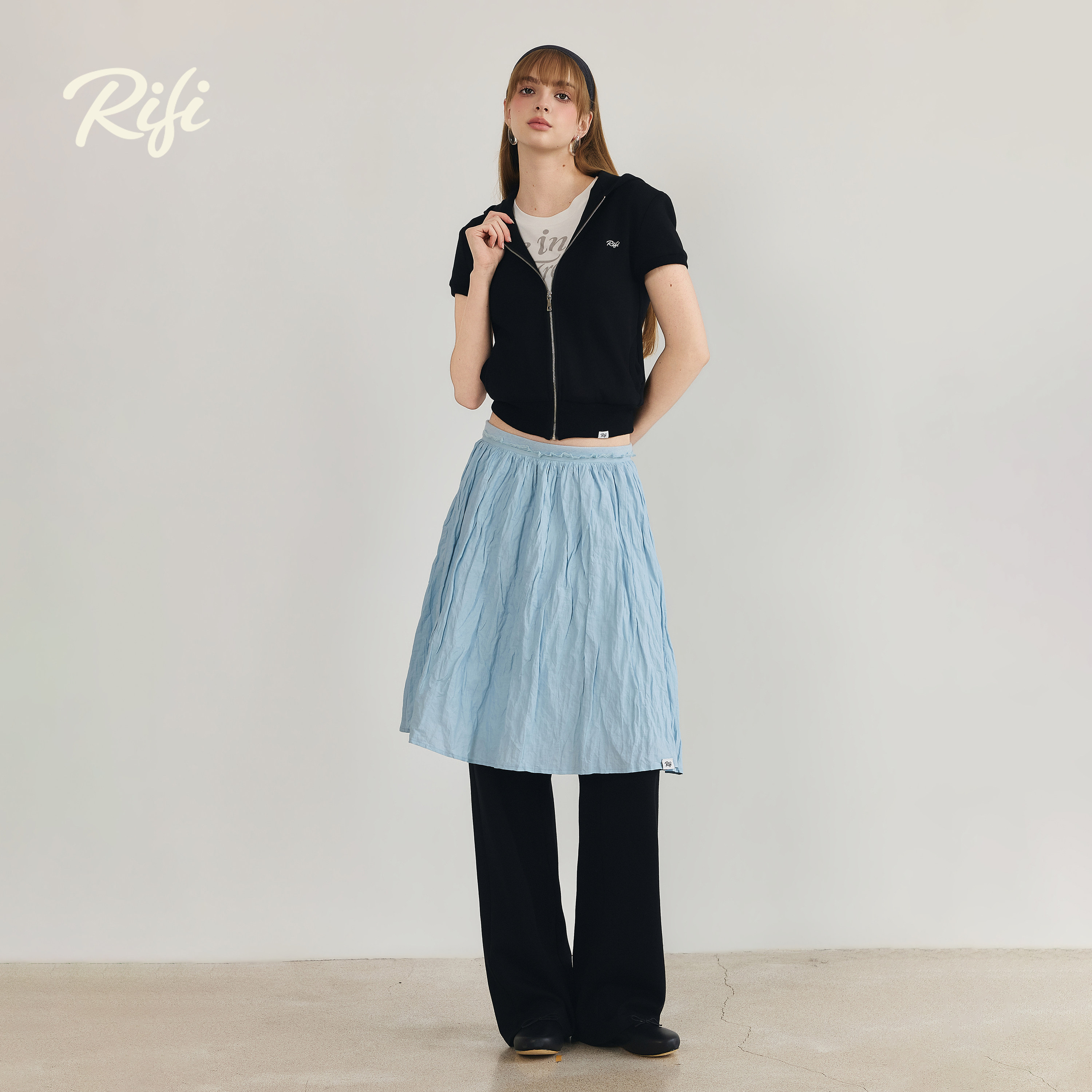 【赵露思同款】RiFi /"低腰肌理感半身裙"夏季薄款半身裙褶皱短裙