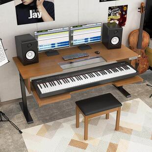 电动升降编曲桌工作台实木电子琴桌录音棚编曲工作台混音器录音室