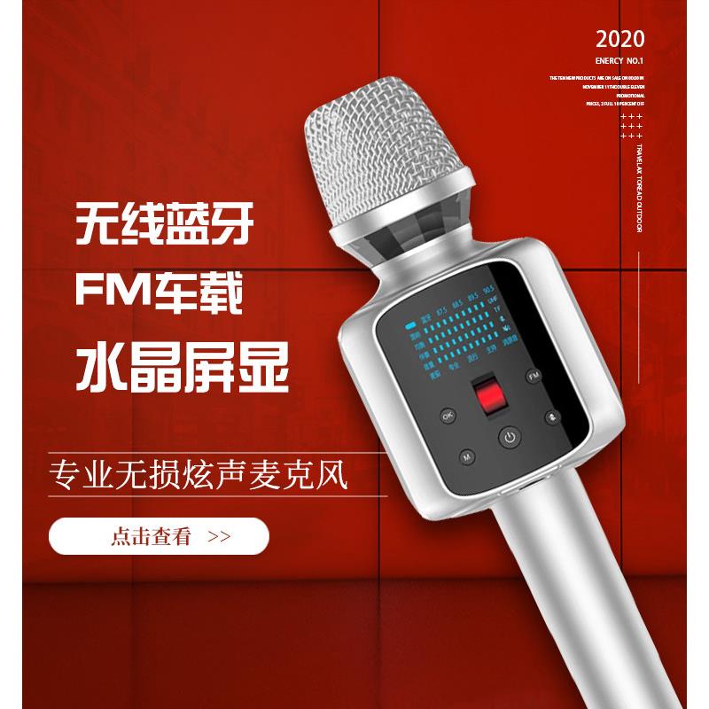 2025新款权盟炫声麦 话筒音响声卡一体 内录无线蓝牙FM车载麦克风