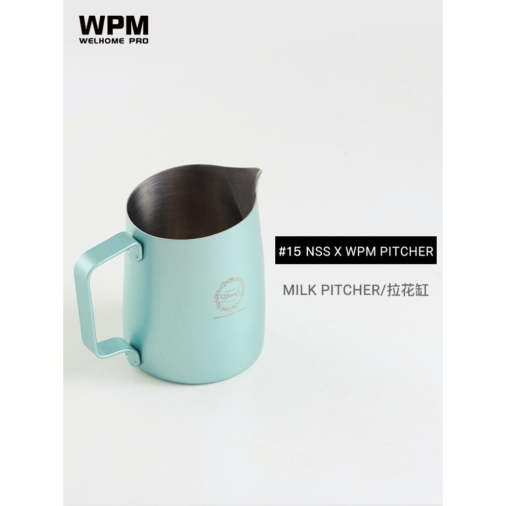 WPM惠家咖啡拉花缸杯304不锈钢打奶缸斜口压纹奶泡杯#15长尖嘴图片