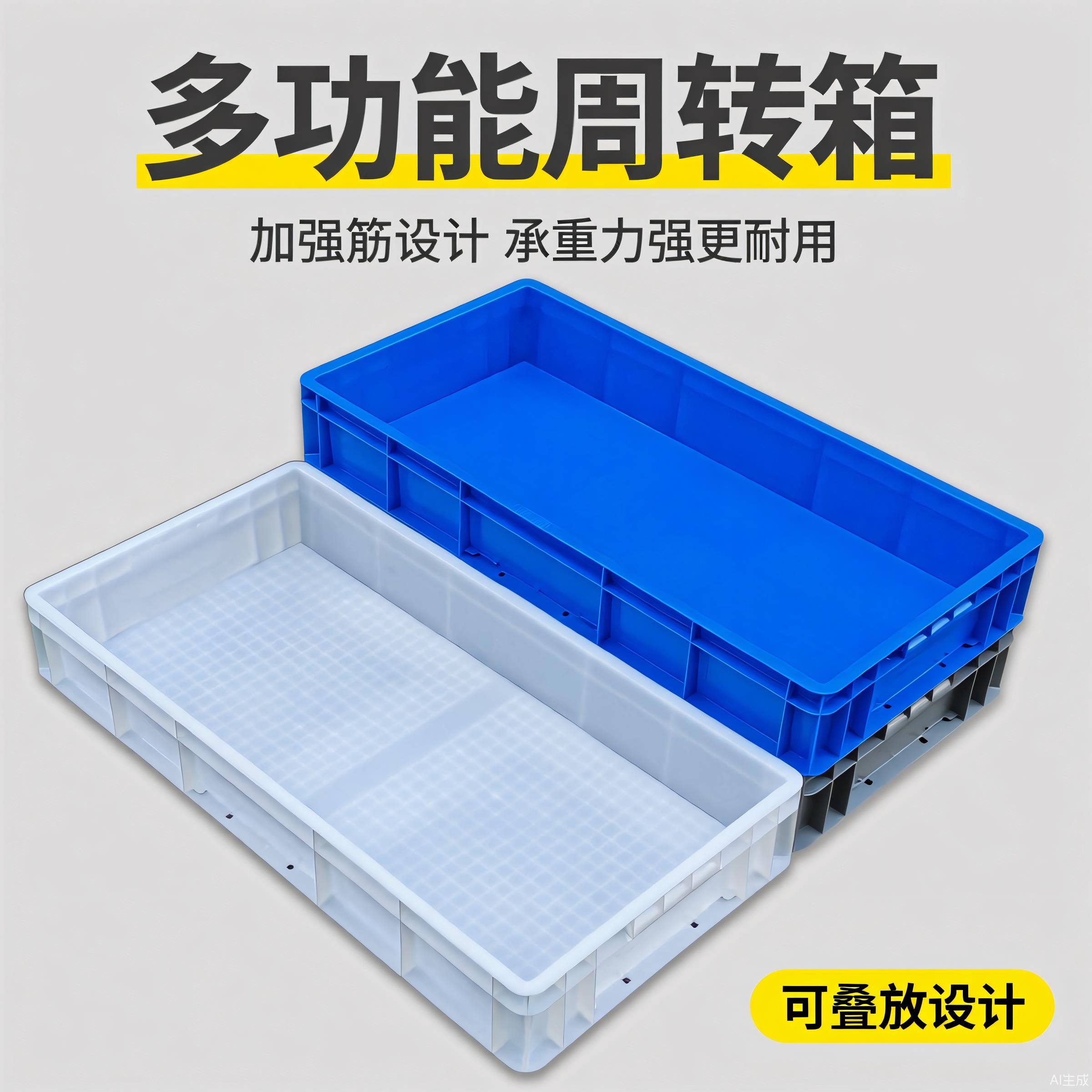 塑料工业无盖收纳箱长方形周转箱托盘周转筐堆叠式正方形防潮胶框