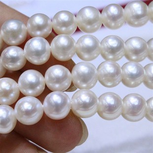 淡水珍珠项链7 白色项链女 8mm近正圆强光微瑕散珠妈妈链简约时尚