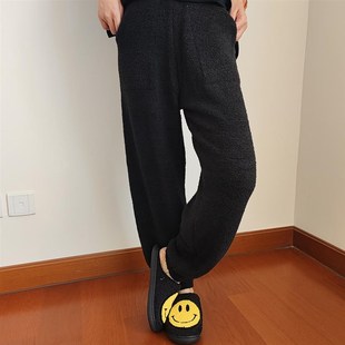 软绵绵单睡裤女长裤宽松休闲束脚云感绒可外穿秋冬保暖纯色家居裤