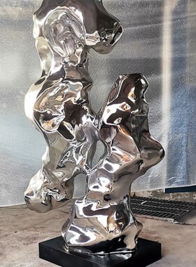 户外不锈钢景观装置艺术品太湖石雕塑大型落地摆件酒店园林装饰品
