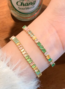 满钻彩色锆石手链女生高级感小众水晶手链饰品女手串手绳首饰