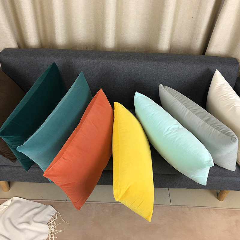 长方形靠枕客厅沙发靠垫午睡小枕头长条咕臣抱枕套罩绒腰枕不含芯图片