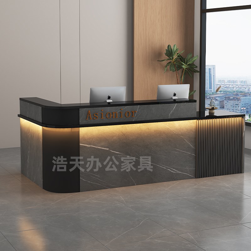 吧台超市收银台前台柜台接待台店铺E服务台轻奢高级感服装店工作图片