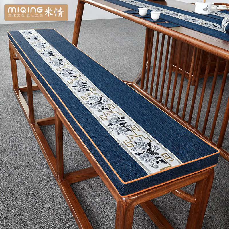 红木沙发坐垫定制中式实木棉麻长凳垫子换鞋凳卡座餐椅圈椅茶椅垫图片