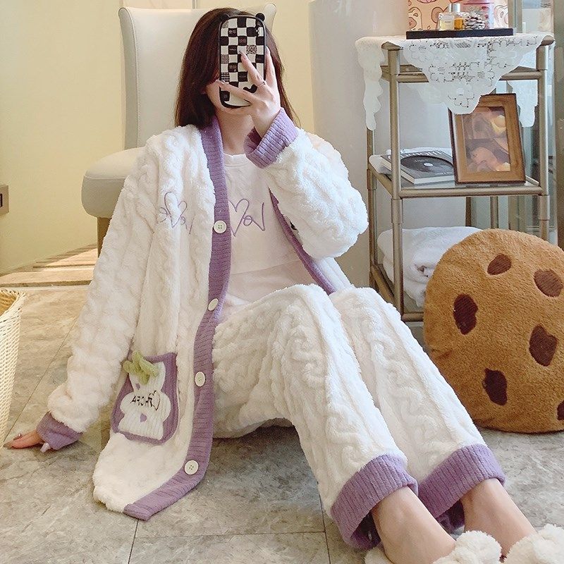 月子服秋冬款产后法兰绒三件套哺乳睡衣保暖加厚孕妇怀孕期家居服,孕妇装/孕产妇用品/营养,家居服套装,淘宝优惠券,粉丝福利购,淘宝优惠卷