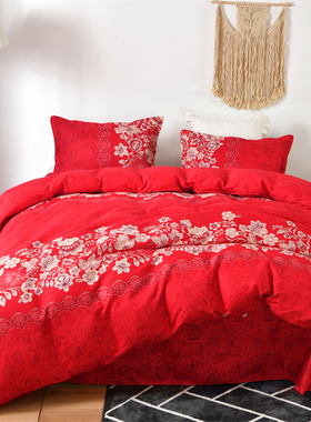 大红色结婚被套单件婚庆双人200 230cm情侣磨毛加厚1X米5单人被罩