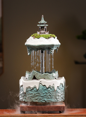 流水摆件循环水轻奢生财客厅茶台招财假山喷泉现代玄关桌面装饰品