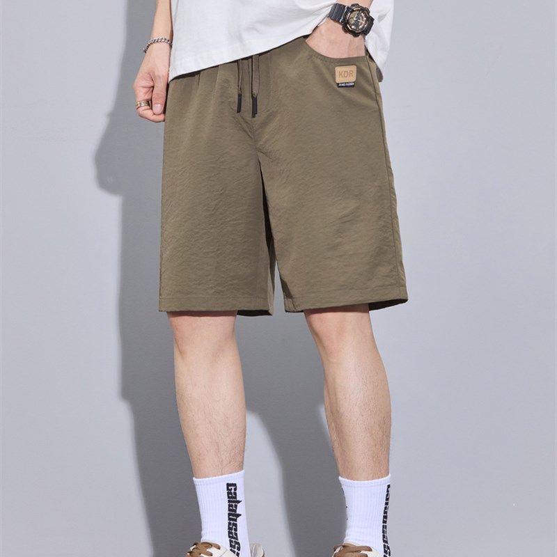 2025新夏季薄冰丝绸短裤男士时髦宽松直筒休闲运动五分裤男士长裤,男装,短裤,淘宝优惠券,粉丝福利购,淘宝优惠卷