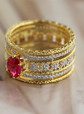 时尚复古气质拉丝工艺新款轻奢宫廷设计感戒指高端小众女戒